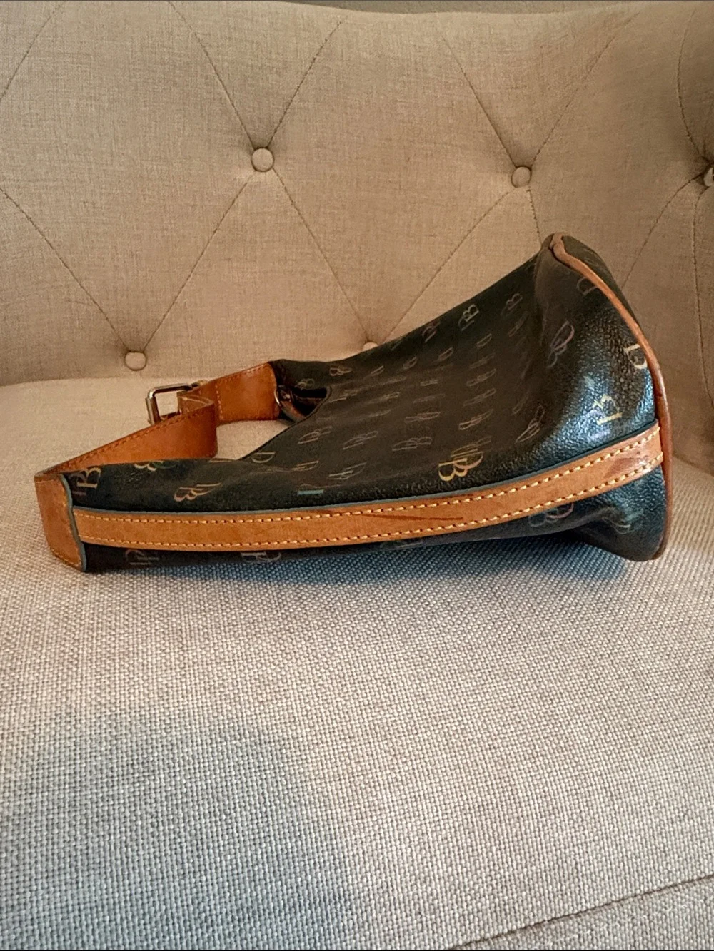 Dooney & Bourke Black Rainbow DB Logo Leather Hobo